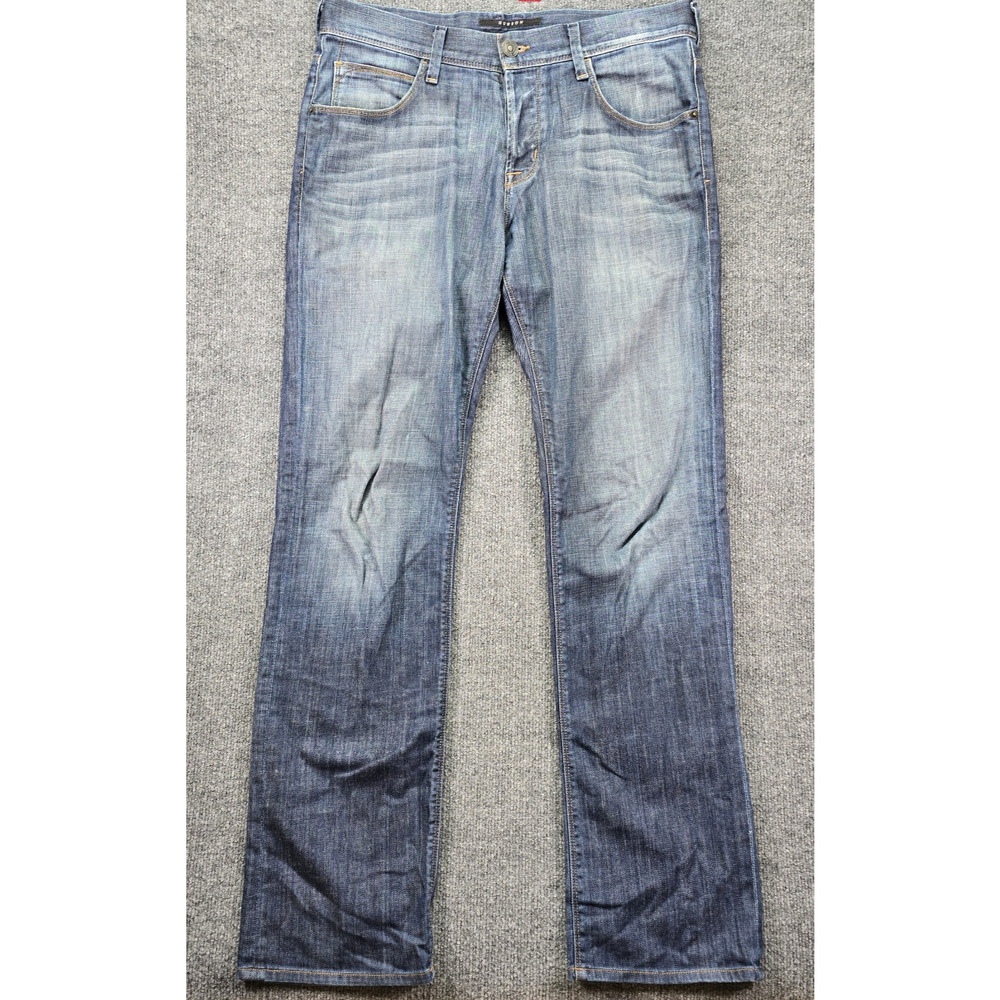 Hudson Jeans Mens 33 (34x34) Blue Medium Wash Stretch Denim Button Fly Faded